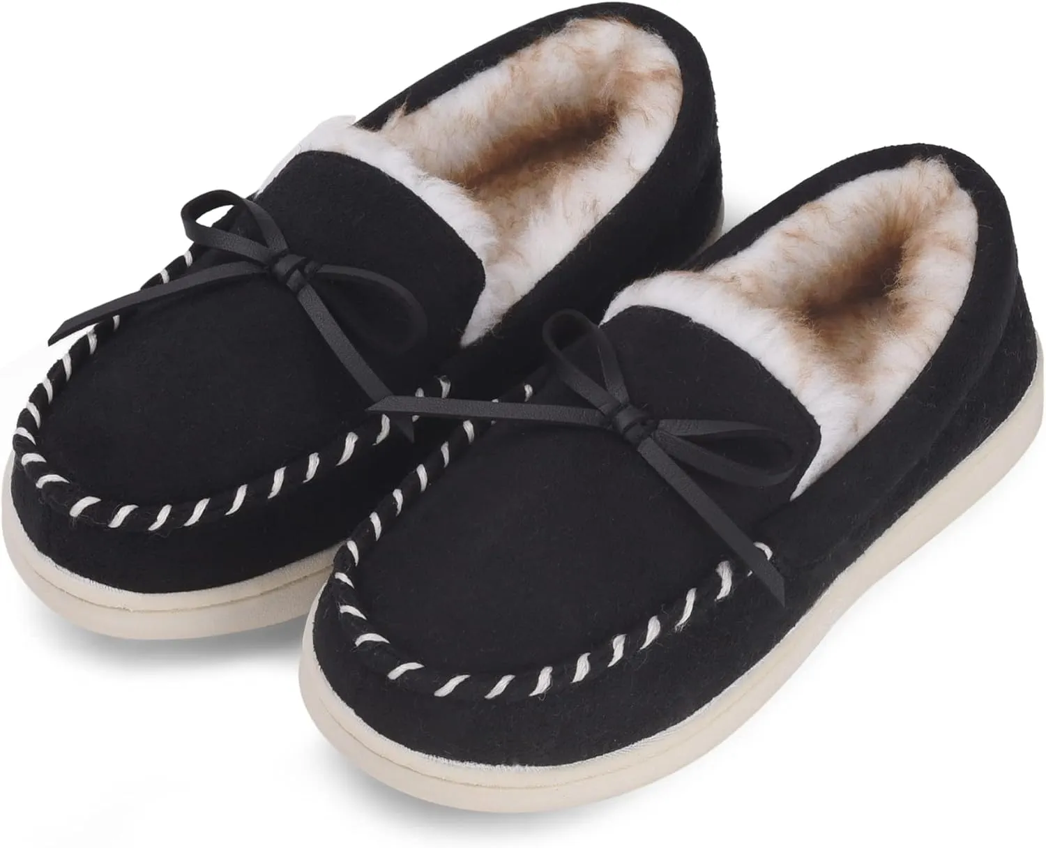 VONMAY Kids Slippers Boys Girls Moccasins House Shoes with Comfy Faux Fur Lining Memory Foam Slipper