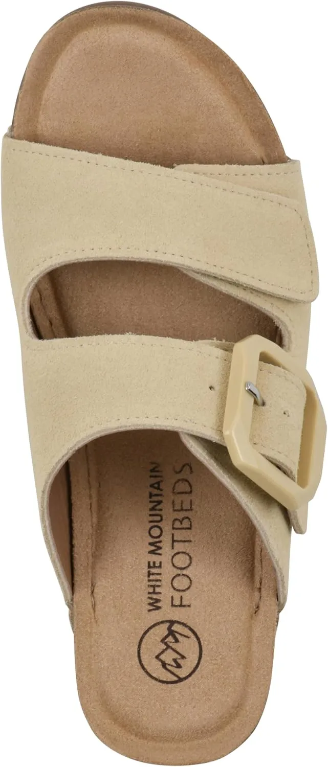 WHITE MOUNTAIN Women's Fearful Double-Strap Mini-Wedge Sandal