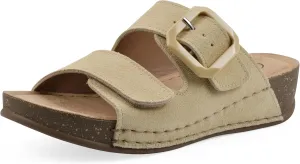WHITE MOUNTAIN Women's Fearful Double-Strap Mini-Wedge Sandal