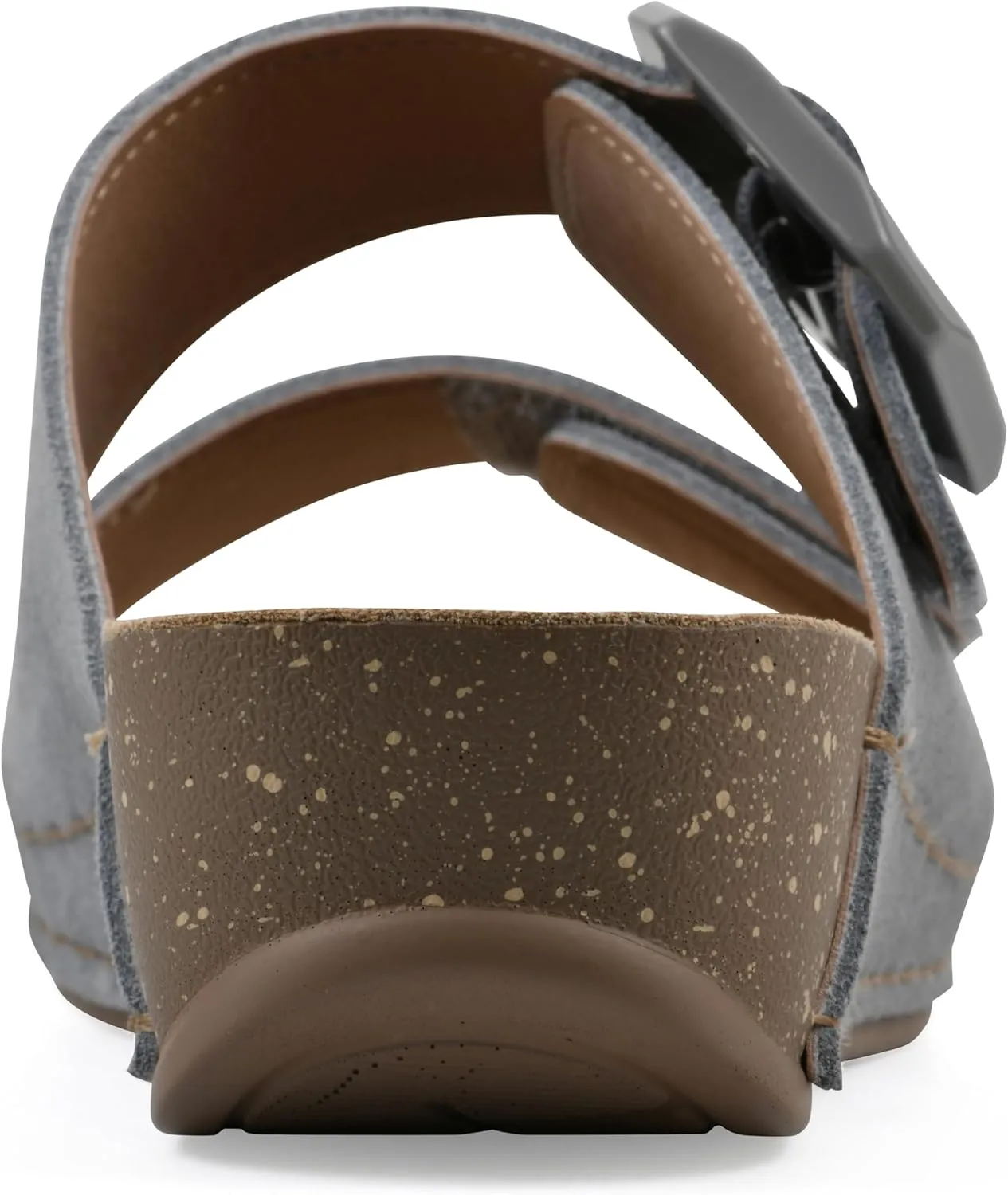 WHITE MOUNTAIN Women's Fearful Double-Strap Mini-Wedge Sandal