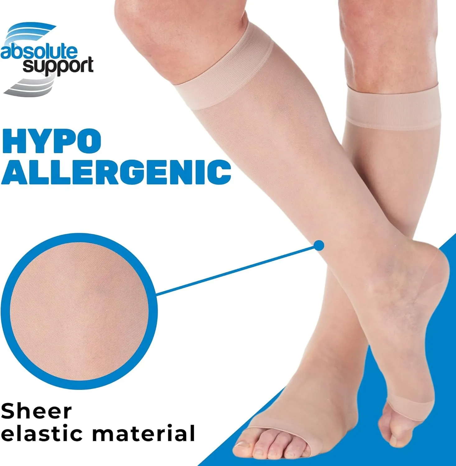 Wide Calf Compression Socks for Women 15-20mmHg with Open Toe - Graduated Sheer Compression Stockings for Sclerotherapy, Arthritis, Diabetic, DVT - Nude, 7X-Large - A111NU10