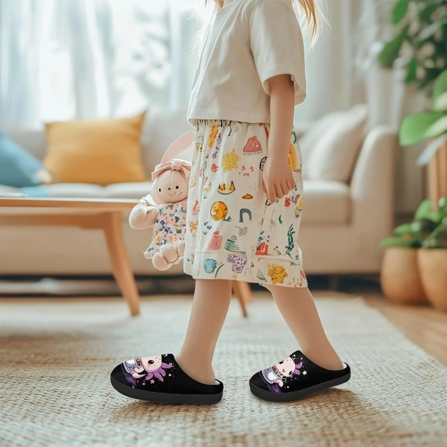 Winter Warm Slippers for Girls Kids Boys Size 9-15 Indoor Outdoor Fuzzy Slippers