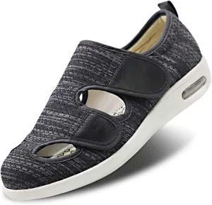 Women Diabetic Shoes, Adjustable Edema Comfy Sandal, Extra Wide Walking Memory Foam Slippers Closed Toe Easy On/Off for Elderly Swollen Bandaged Feet Indoor/Outdoor