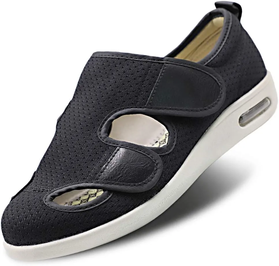 Women Diabetic Shoes, Adjustable Edema Comfy Sandal, Extra Wide Walking Memory Foam Slippers Closed Toe Easy On/Off for Elderly Swollen Bandaged Feet Indoor/Outdoor
