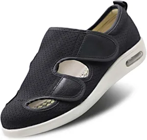 Women Diabetic Shoes, Adjustable Edema Comfy Sandal, Extra Wide Walking Memory Foam Slippers Closed Toe Easy On/Off for Elderly Swollen Bandaged Feet Indoor/Outdoor