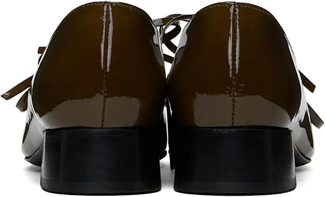 Women Low Chunky Heel Pumps Square Toe Bow Dress Pumps Lace Up Comfort 1 inch Block Heel Dress Shoes Slip On Chic Cute Basic Office Ladies Loafer Shoes Party Dating 4-11 M US