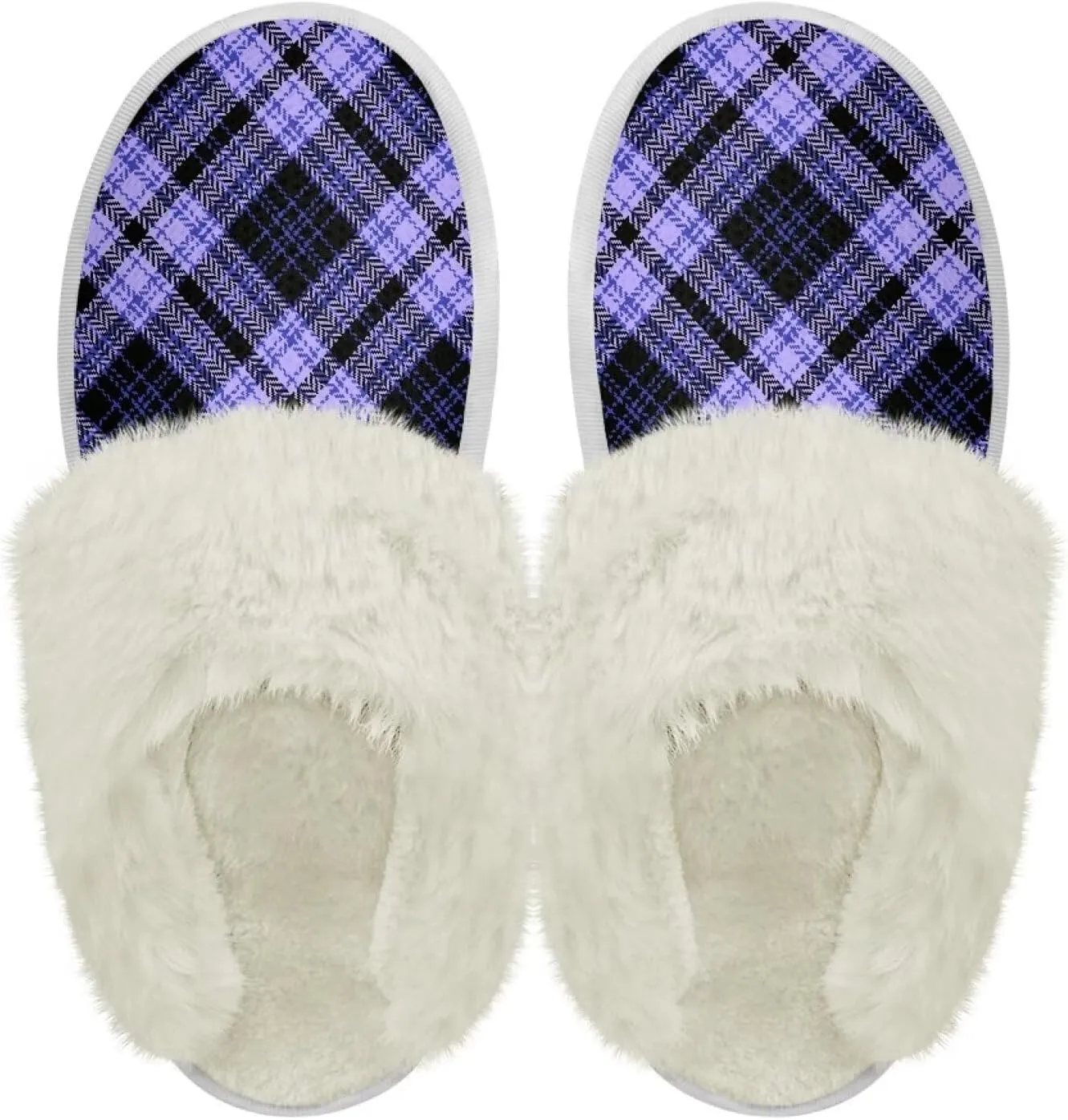 Women Novelty Print Fuzzy Slippers Winter Casual Slip-on Indoor Shoes Warm Cozy House Slipper Bedroom Slippers