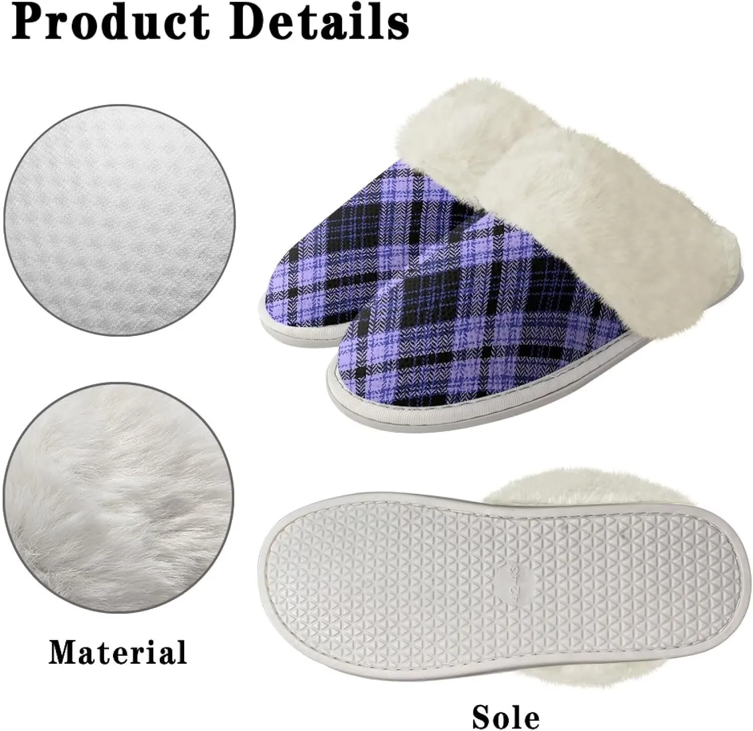 Women Novelty Print Fuzzy Slippers Winter Casual Slip-on Indoor Shoes Warm Cozy House Slipper Bedroom Slippers