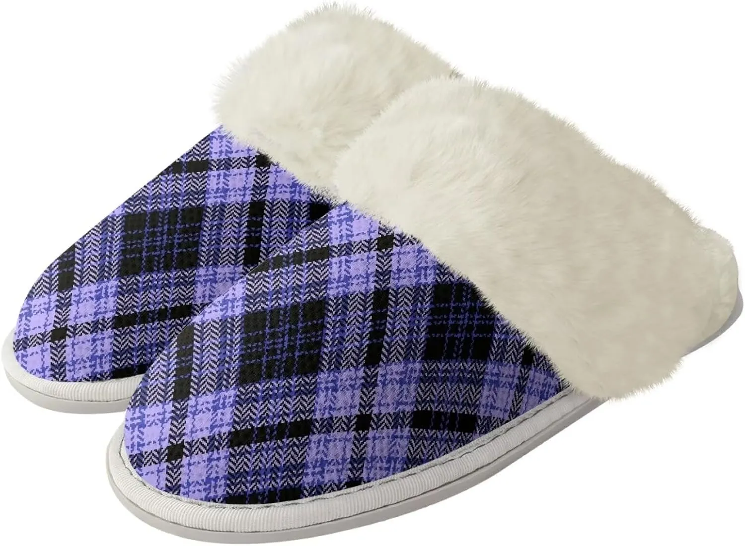 Women Novelty Print Fuzzy Slippers Winter Casual Slip-on Indoor Shoes Warm Cozy House Slipper Bedroom Slippers