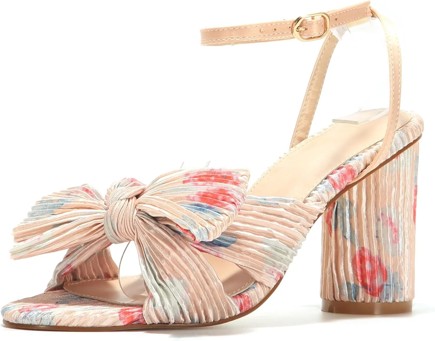Women Vintage Velvet Chunky Block High Heel Sandals Open Toe Ankle Strap Shoes with Bow
