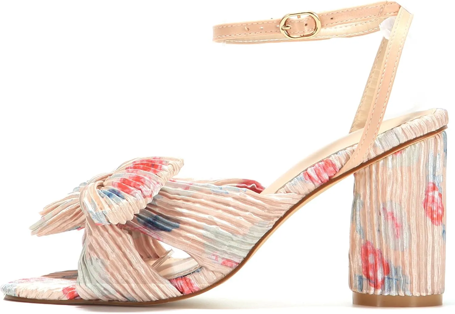 Women Vintage Velvet Chunky Block High Heel Sandals Open Toe Ankle Strap Shoes with Bow