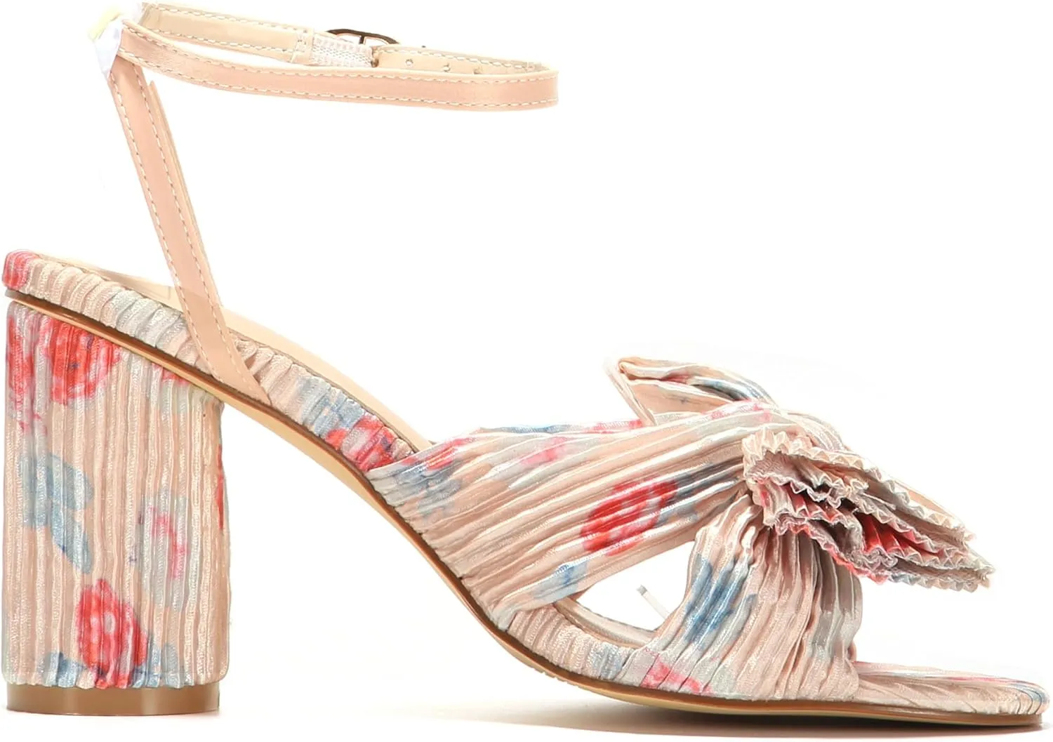 Women Vintage Velvet Chunky Block High Heel Sandals Open Toe Ankle Strap Shoes with Bow