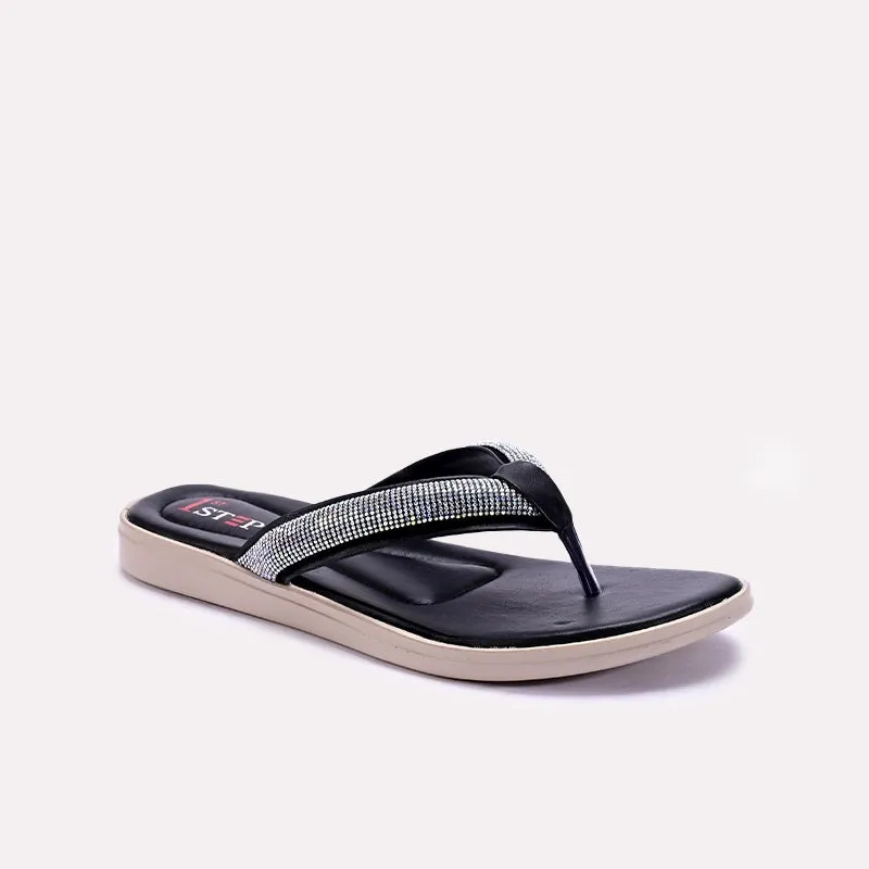Womens Black Comfy Casual Flip Flop Slippers 0411578