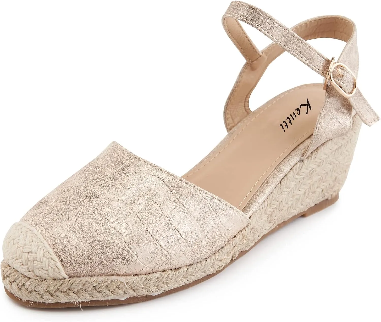 Women's Comfort Closed Toe Adjusting Buckle Espadrille Wedge Sandal