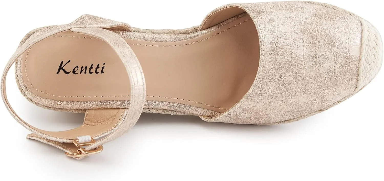 Women's Comfort Closed Toe Adjusting Buckle Espadrille Wedge Sandal
