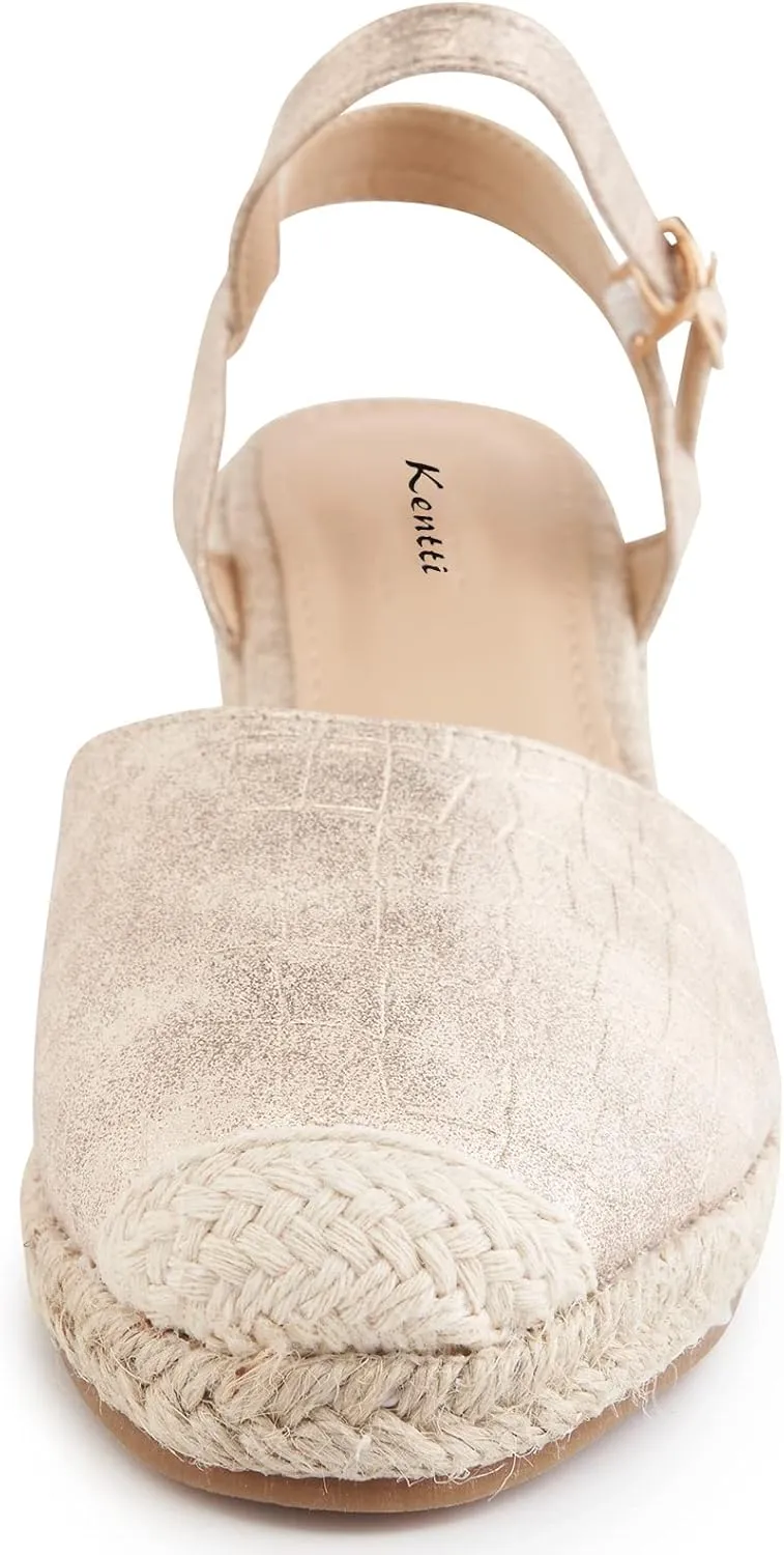 Women's Comfort Closed Toe Adjusting Buckle Espadrille Wedge Sandal