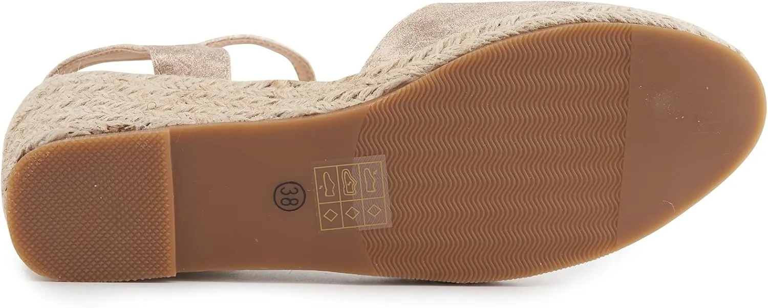 Women's Comfort Closed Toe Adjusting Buckle Espadrille Wedge Sandal