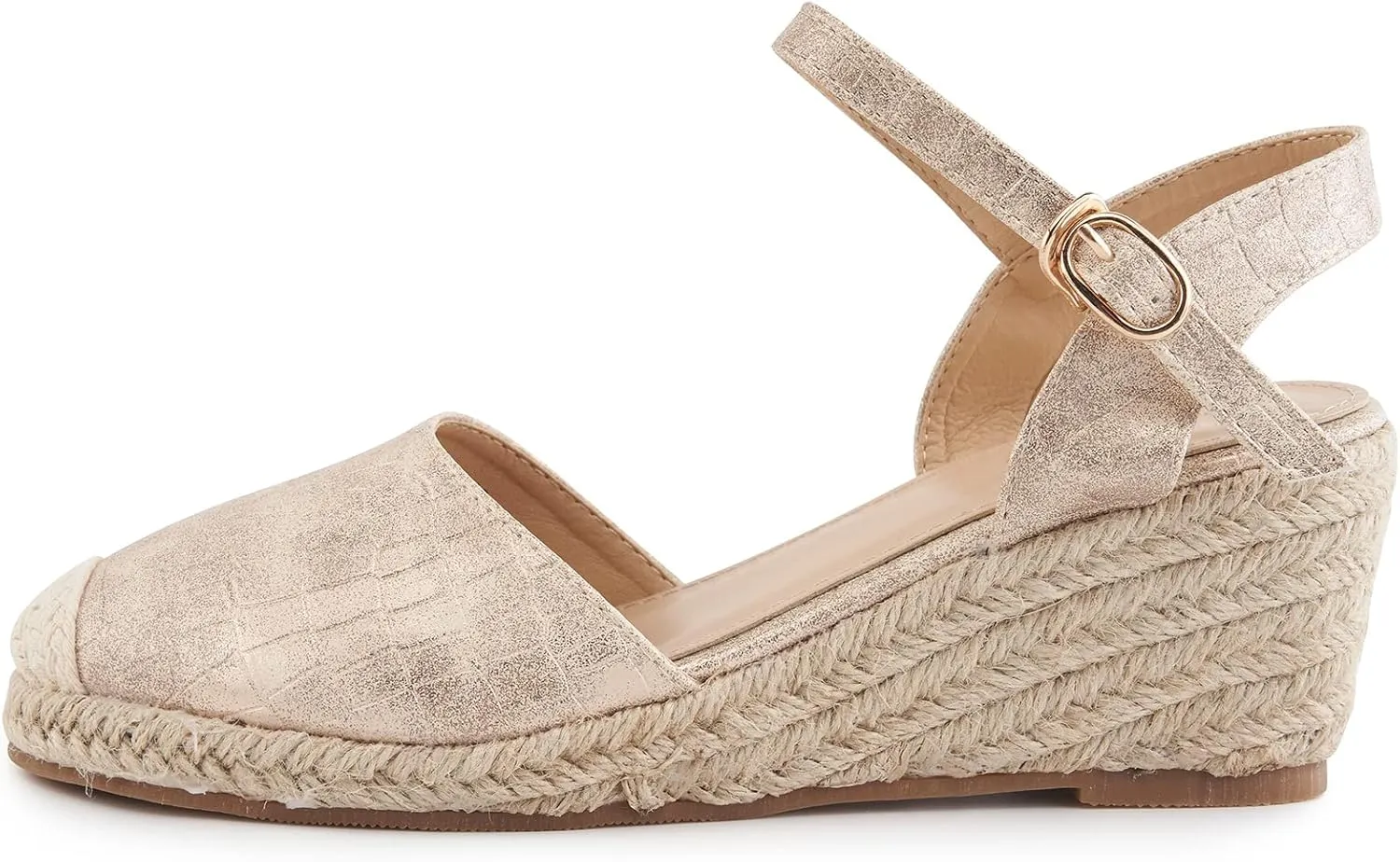 Women's Comfort Closed Toe Adjusting Buckle Espadrille Wedge Sandal
