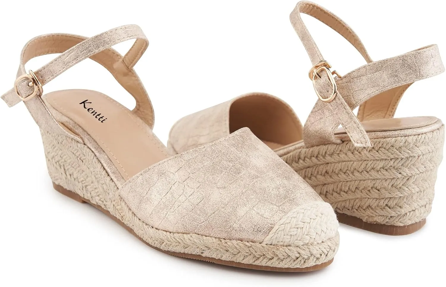 Women's Comfort Closed Toe Adjusting Buckle Espadrille Wedge Sandal