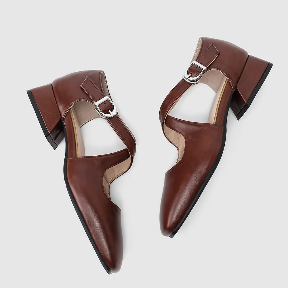Womens Cross-tied Court Shoes Square Toe Low Block Heel Pumps Ladies Ankle Strap Sandals