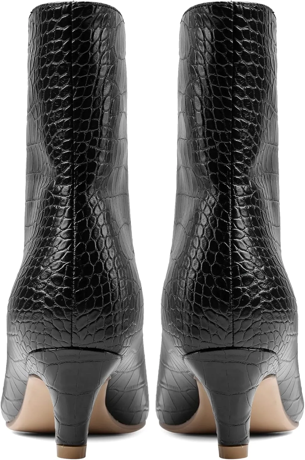 Women's Fashion Low Heel Ankle Boots Square Toe Slip On Kitten Heel Bootie Crocodile Animal Print Faux Suede Matte Leather 2 Inches Heel Party Boots