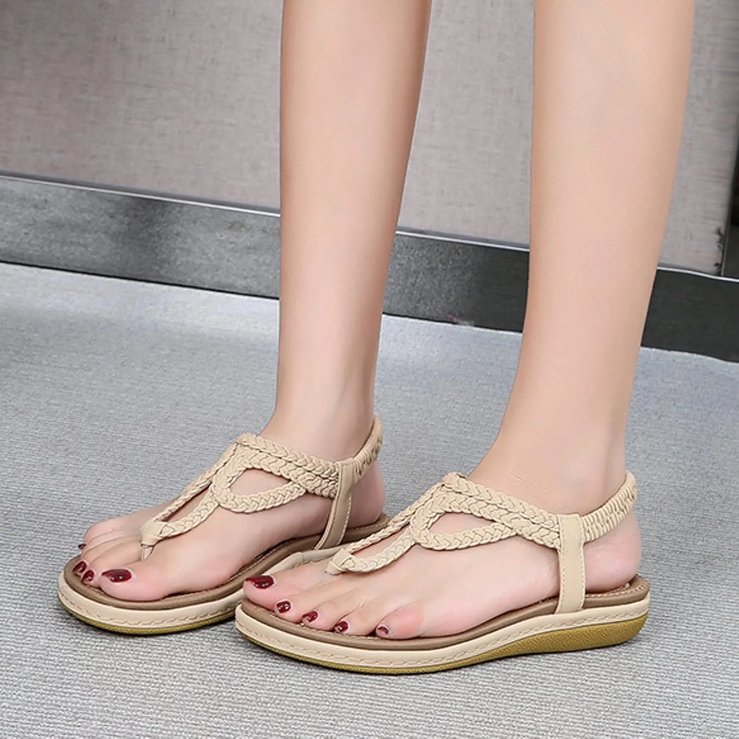 Women's Flat Sandals 2024 Buckle Summer Women's Wedges Sandals Shoes Fashion For Women Strap Sandals Shoes Women's