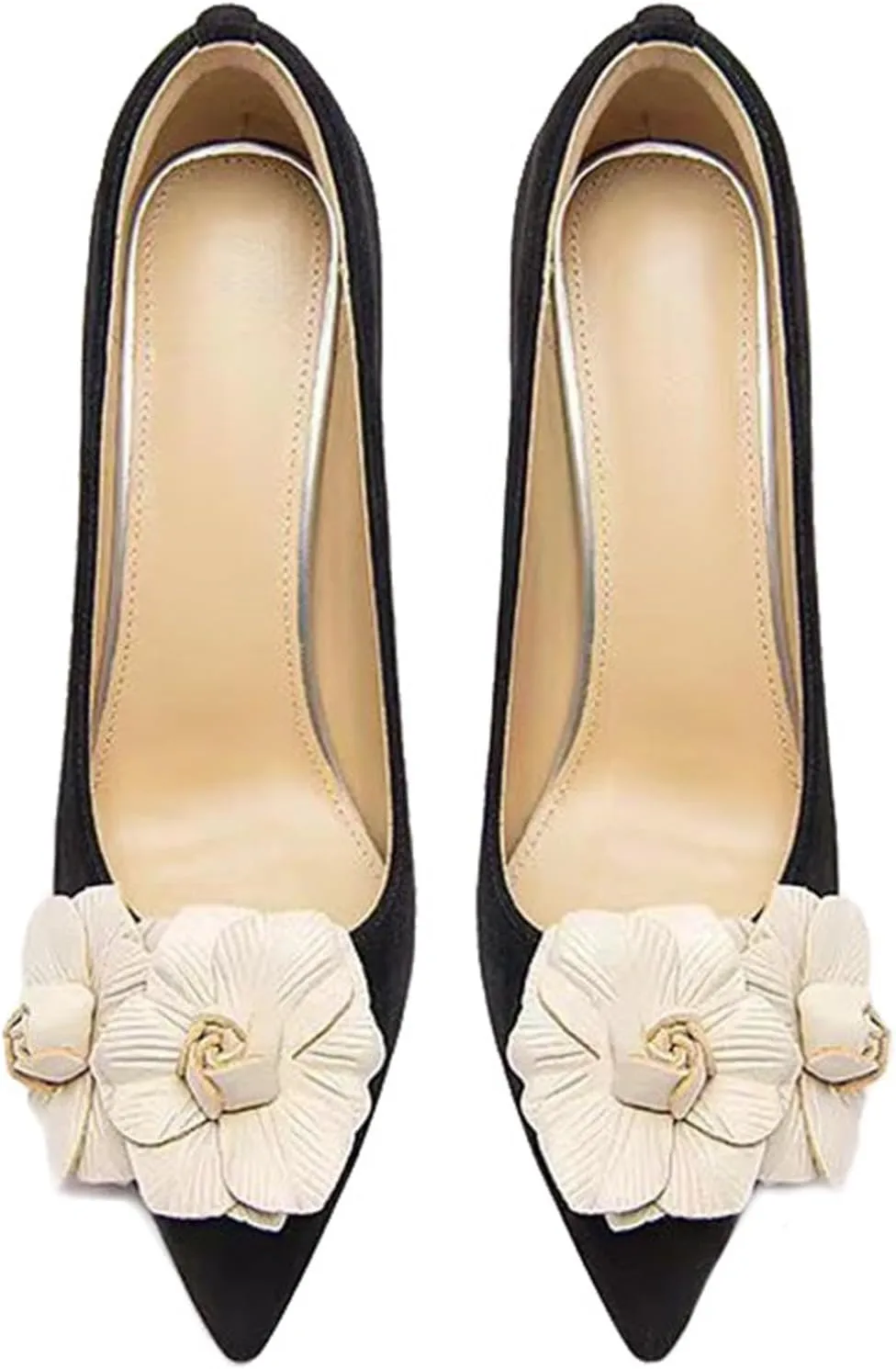 Women's French Elegance Flowers High Heel Pumps Sexy Pointed Toe Stilettos Evening Dress Heels