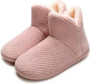 Women's furry Bootie Slippers Comfy Warm House Slippers with Plush Faux Fur Lining Outdoor Indoor