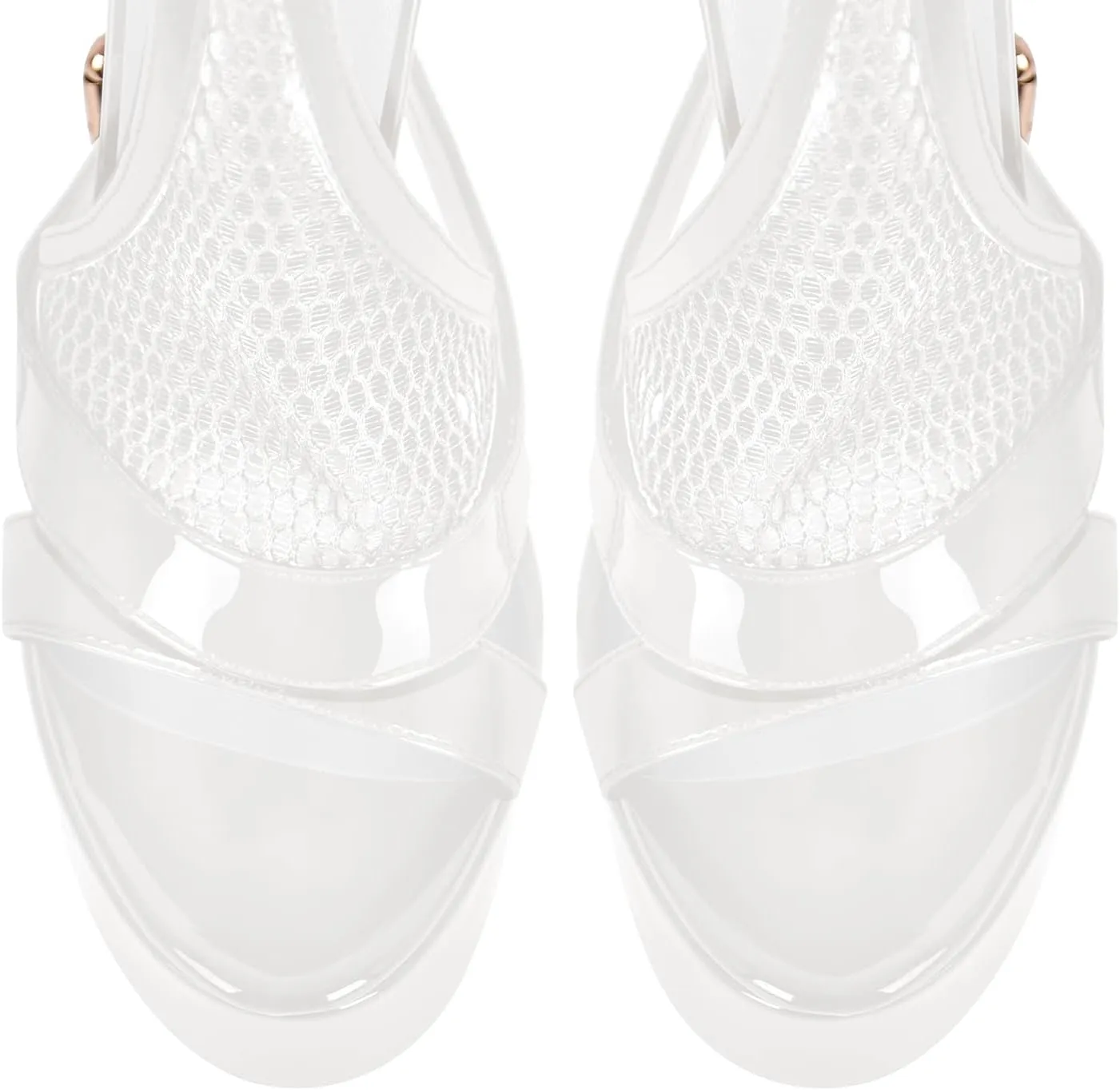 Women's High Stiletto Heels Platform Mesh Buckle Open Toe Ankle Strap Dress Shoes Sandals
