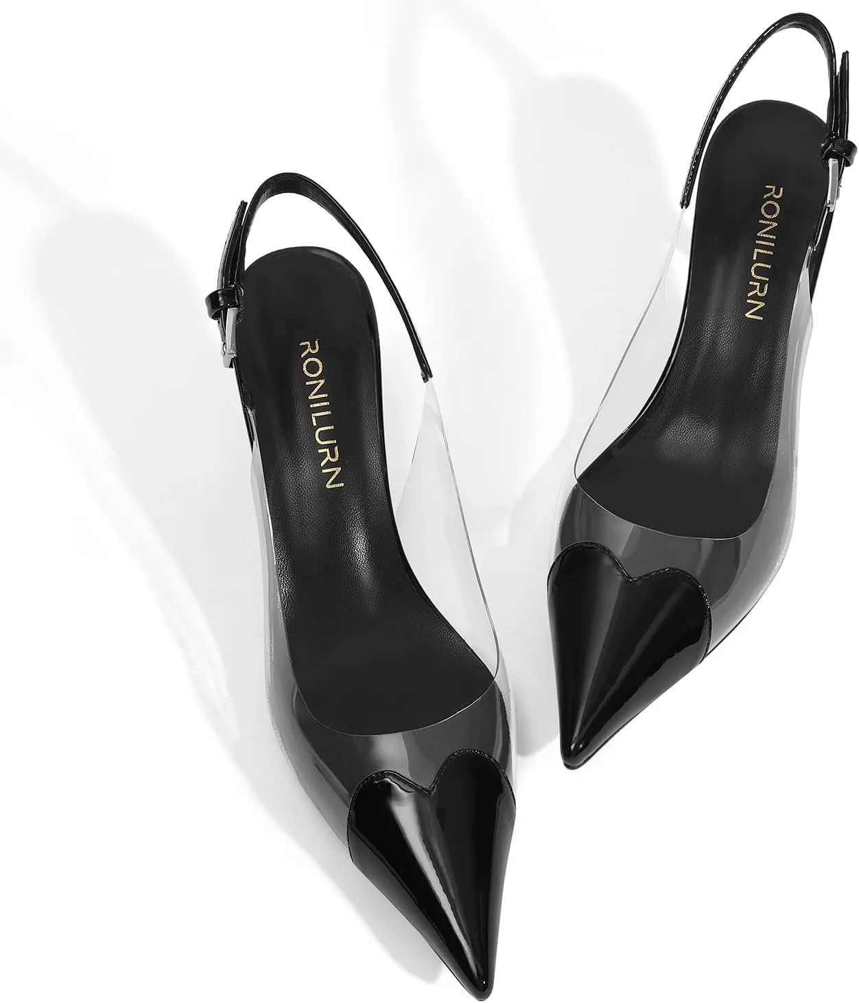 Women's Kitten Heels Clear Slingback Closed Pointed Toe Pumps Low Heel Dress Shoes Sling Back Comfortable Transparent PVC