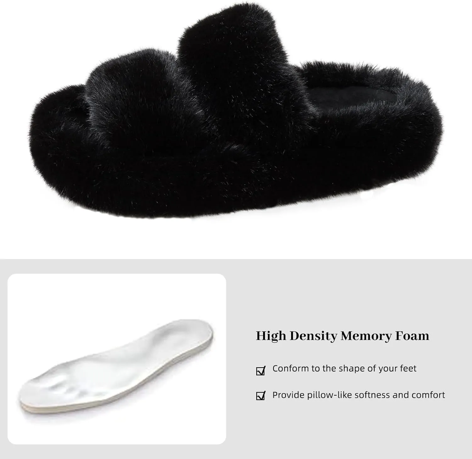 Women's Memory Foam Fluffy Plush Slippers - Cozy Furry Comfy Shoes