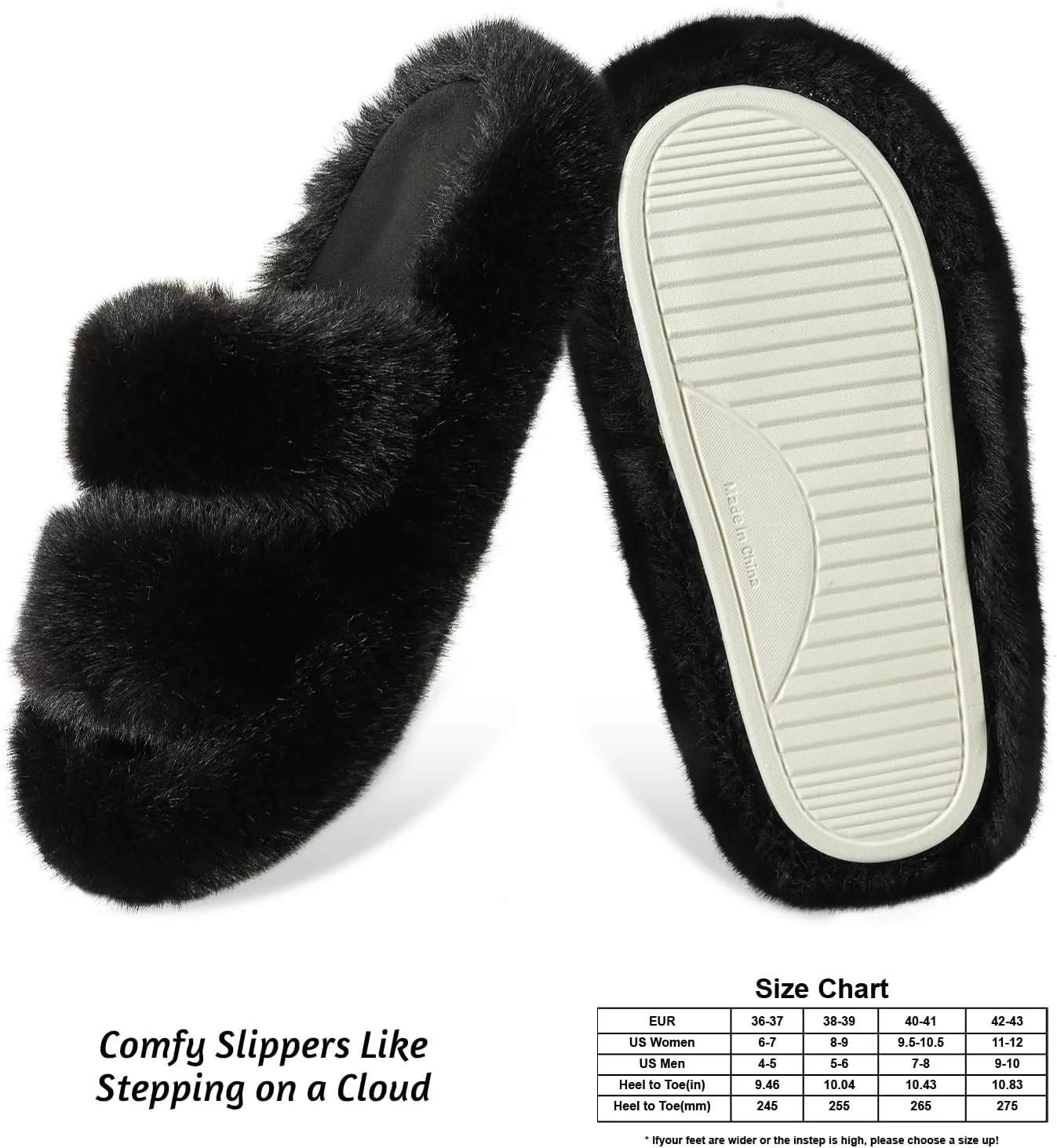 Women's Memory Foam Fluffy Plush Slippers - Cozy Furry Comfy Shoes