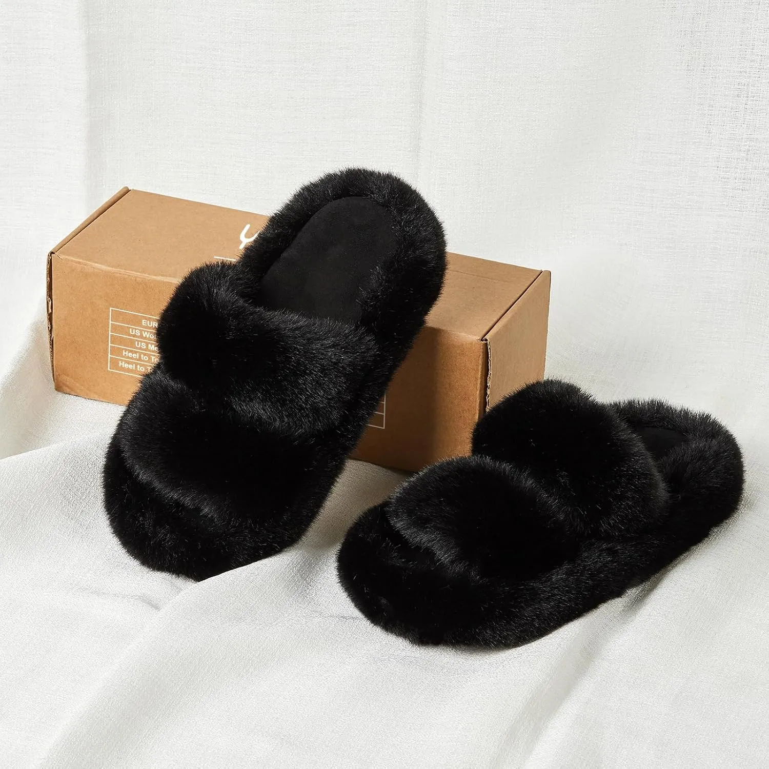 Women's Memory Foam Fluffy Plush Slippers - Cozy Furry Comfy Shoes