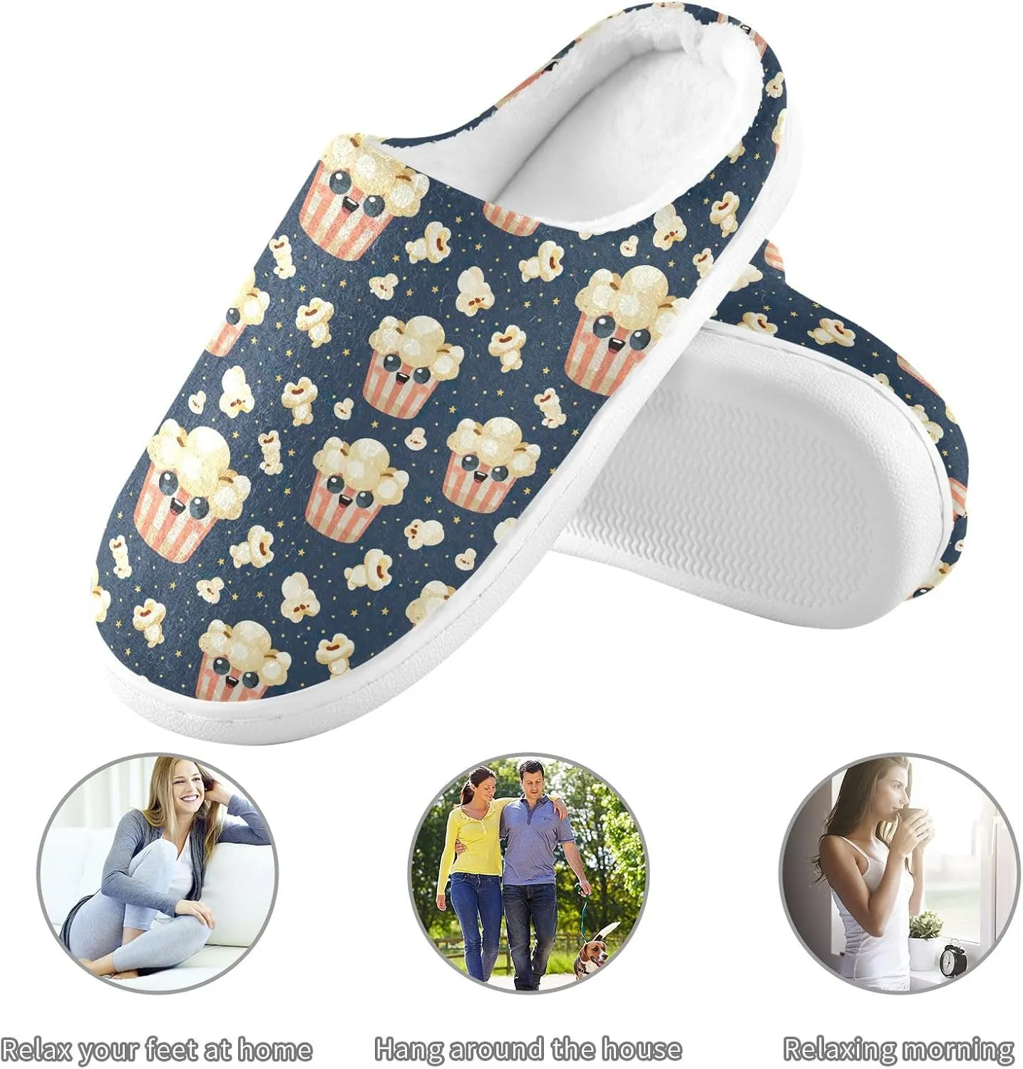 Women's Men's Slippers Memory Foam Fluffy Fuzzy Slipper Fleece Comfy Warm Slip On Winter Bedroom House Shoes for Outdoor Indoor Travel