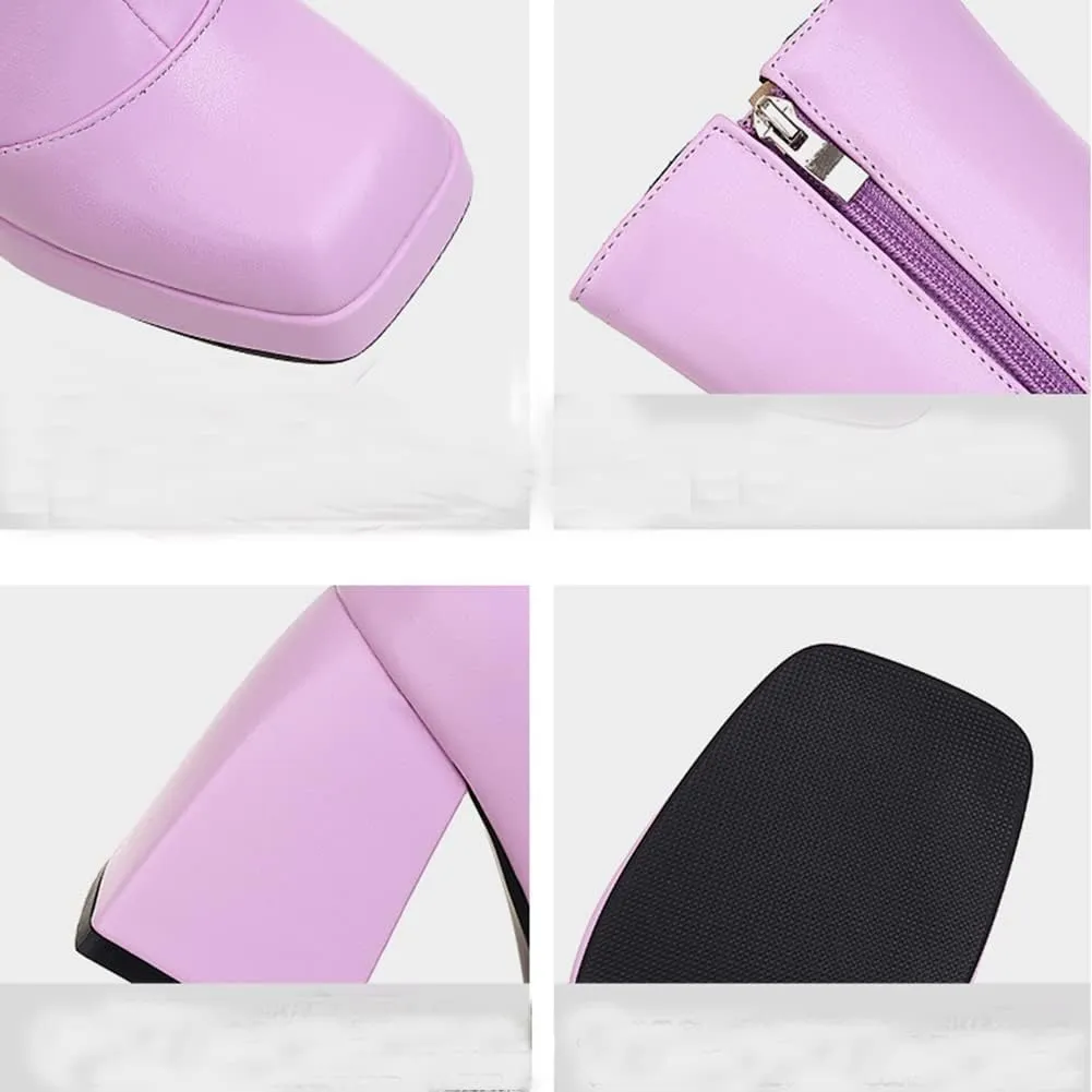 Women's Platform Chunky Block Heel Ankle Booties