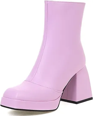 Women's Platform Chunky Block Heel Ankle Booties