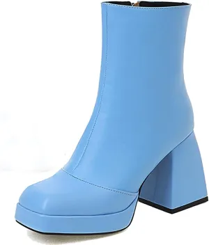 Women's Platform Chunky Block Heel Ankle Booties