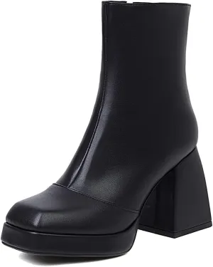 Women's Platform Chunky Block Heel Ankle Booties