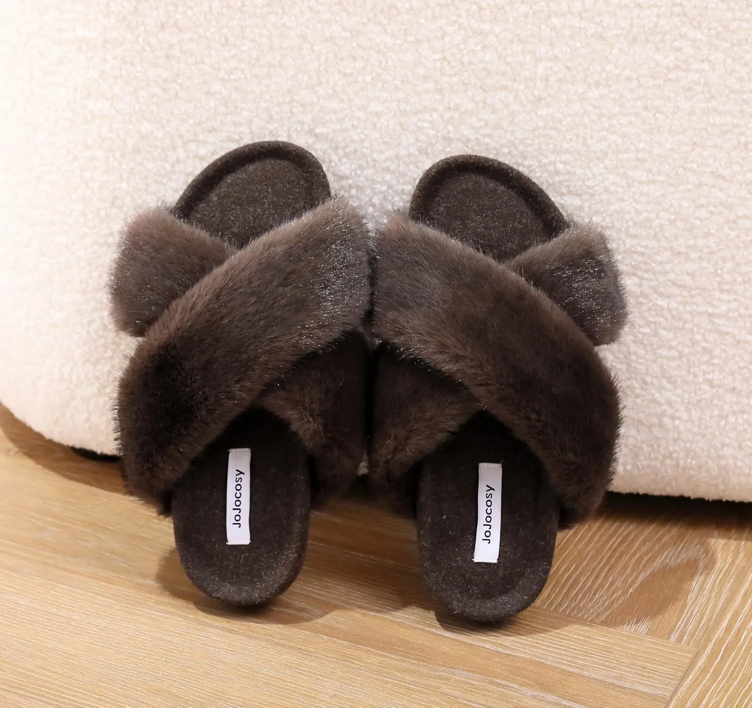 Women's Premium Rich Plush Warm Scuff Comfy EVA Footbed Breathable Cross Band Indoor Lady Platform Soles Slippers