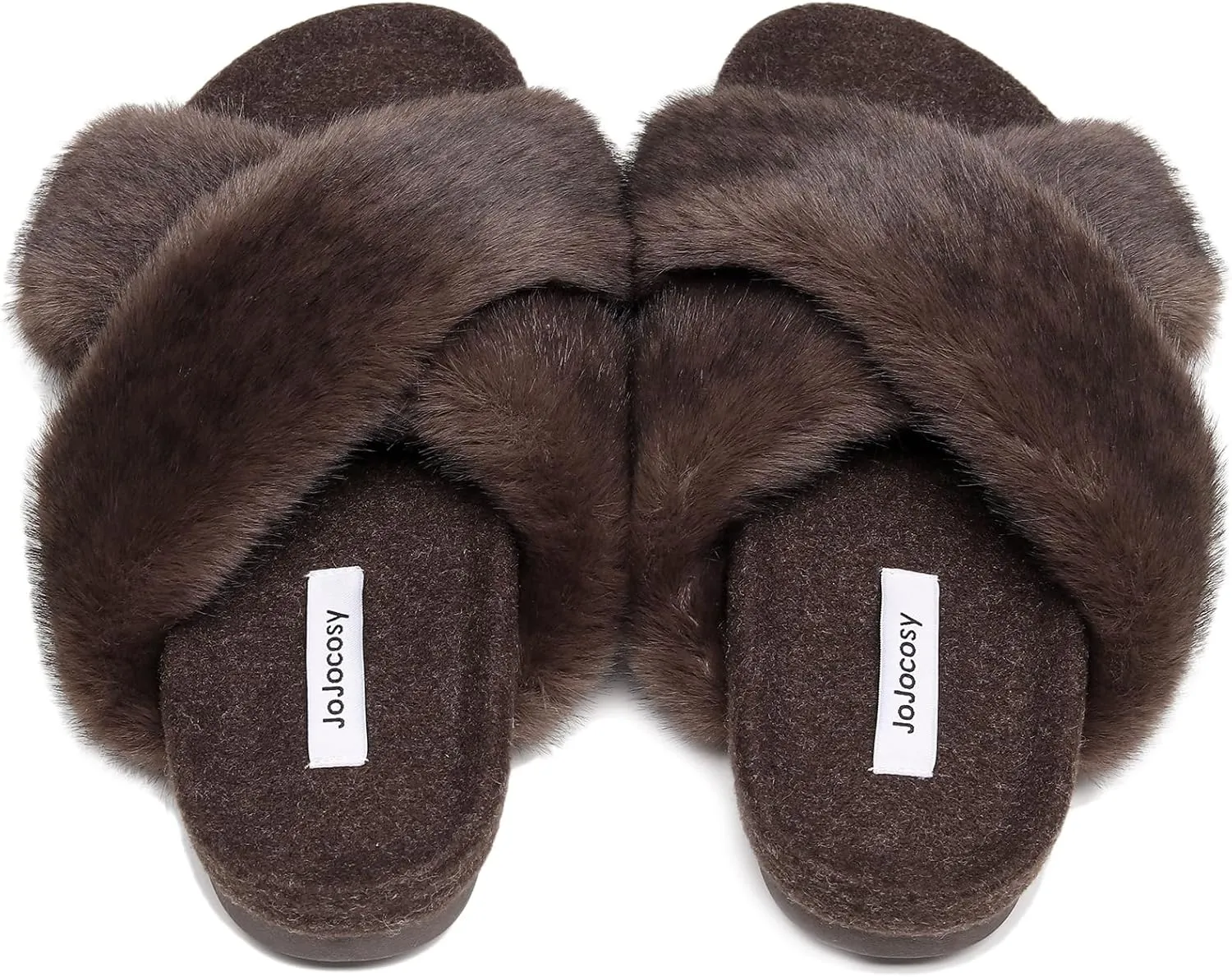 Women's Premium Rich Plush Warm Scuff Comfy EVA Footbed Breathable Cross Band Indoor Lady Platform Soles Slippers