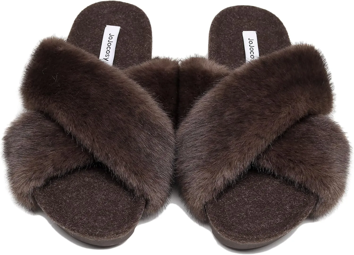 Women's Premium Rich Plush Warm Scuff Comfy EVA Footbed Breathable Cross Band Indoor Lady Platform Soles Slippers