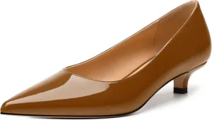 Women's Pumps, Pointed Toe Kitten Heels, Fashion Solid Patent High Heels for Women 1.3 Inch