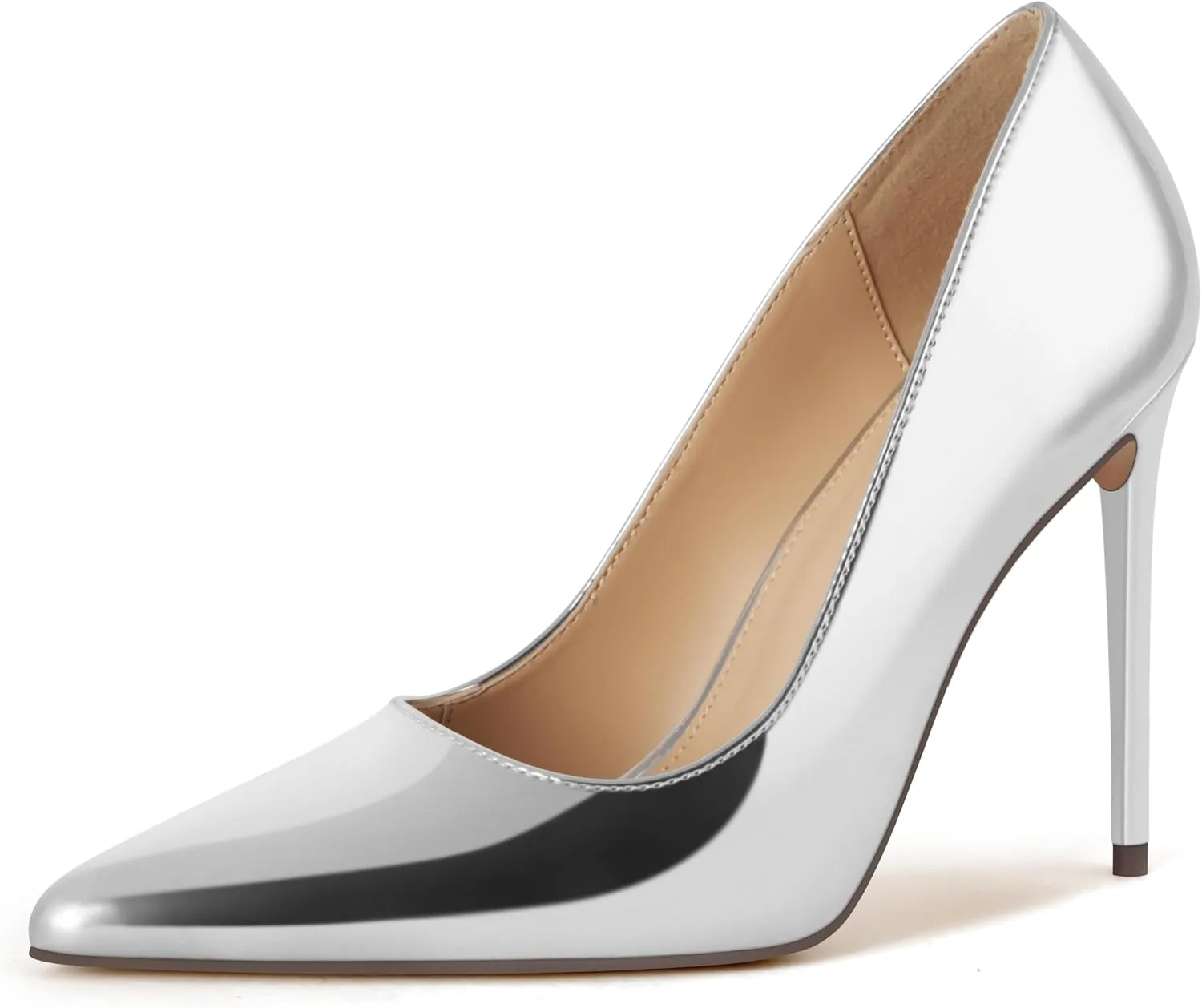 Women's Pumps Slip On High Heels with Pointed Toe 4.1 Inch Stiletto Bridal Party Dress Heels for Casual