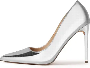 Women's Pumps Slip On High Heels with Pointed Toe 4.1 Inch Stiletto Bridal Party Dress Heels for Casual