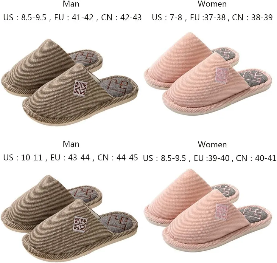 Womens Slipper Home Slippers Men,4 Pairs House Slippers, Non Slip House Shoes Slippers for Guest Washable Guest Slippers Bedroom Slippers Indoor Slippers Travel Slippers