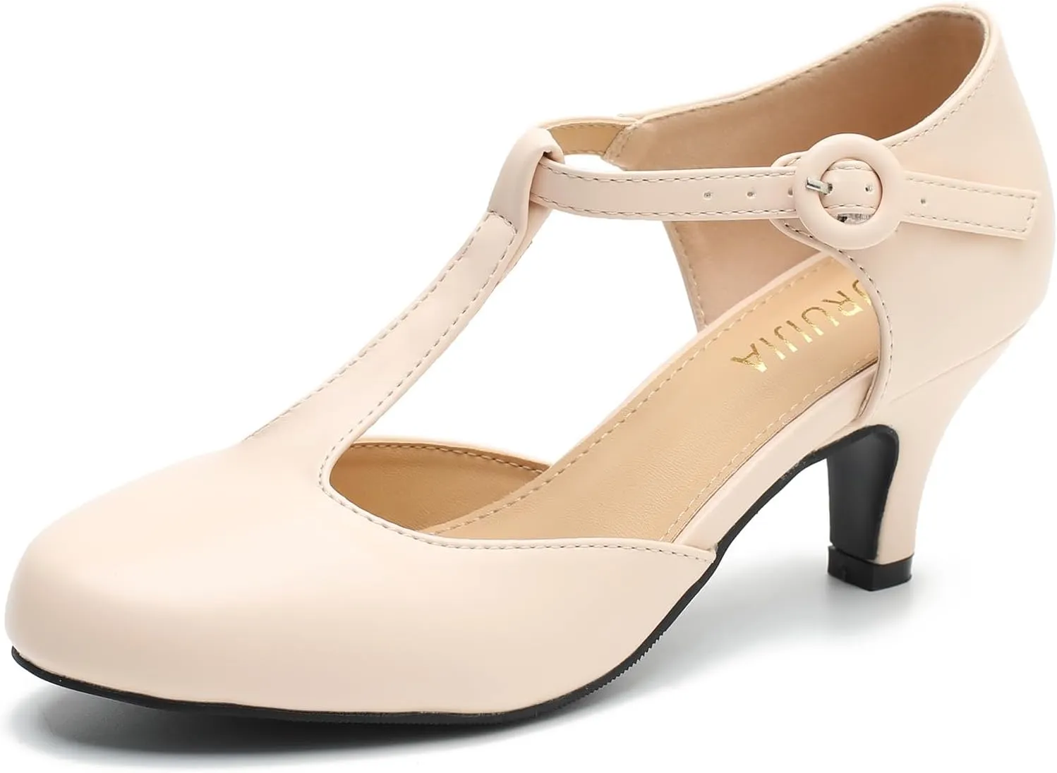 Womens T Strap Low Kitten Heels Ankle Strap Mary Janes Comfortable Vintage Closed Toe Wedding Pumps Dress Shoes
