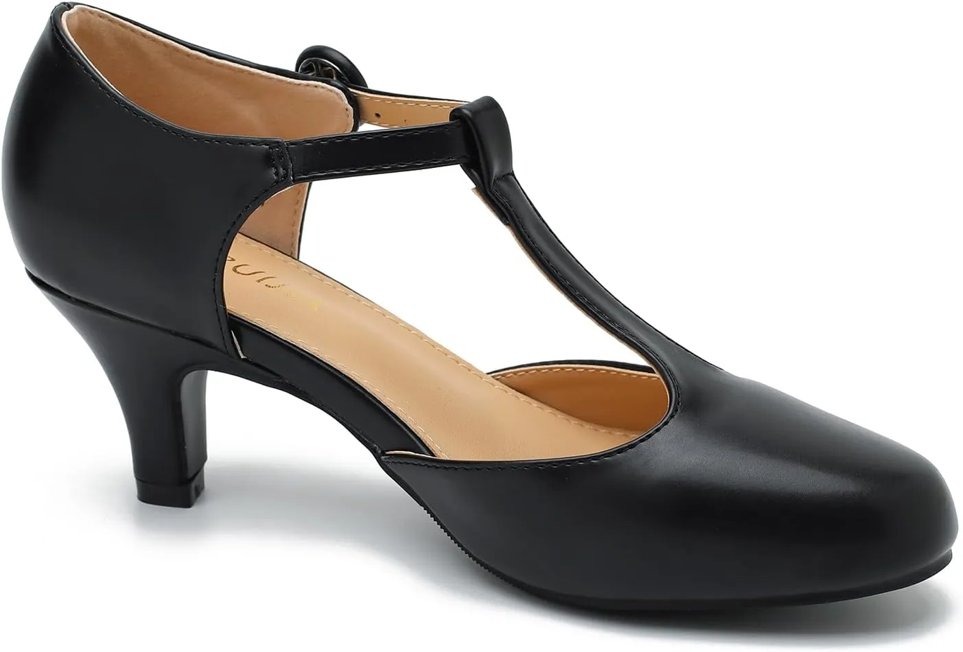 Womens T Strap Low Kitten Heels Ankle Strap Mary Janes Comfortable Vintage Closed Toe Wedding Pumps Dress Shoes