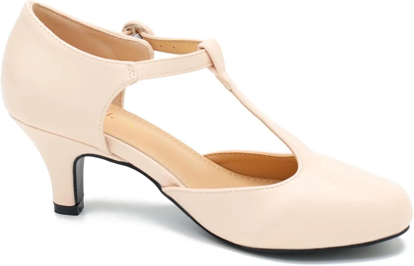 Womens T Strap Low Kitten Heels Ankle Strap Mary Janes Comfortable Vintage Closed Toe Wedding Pumps Dress Shoes