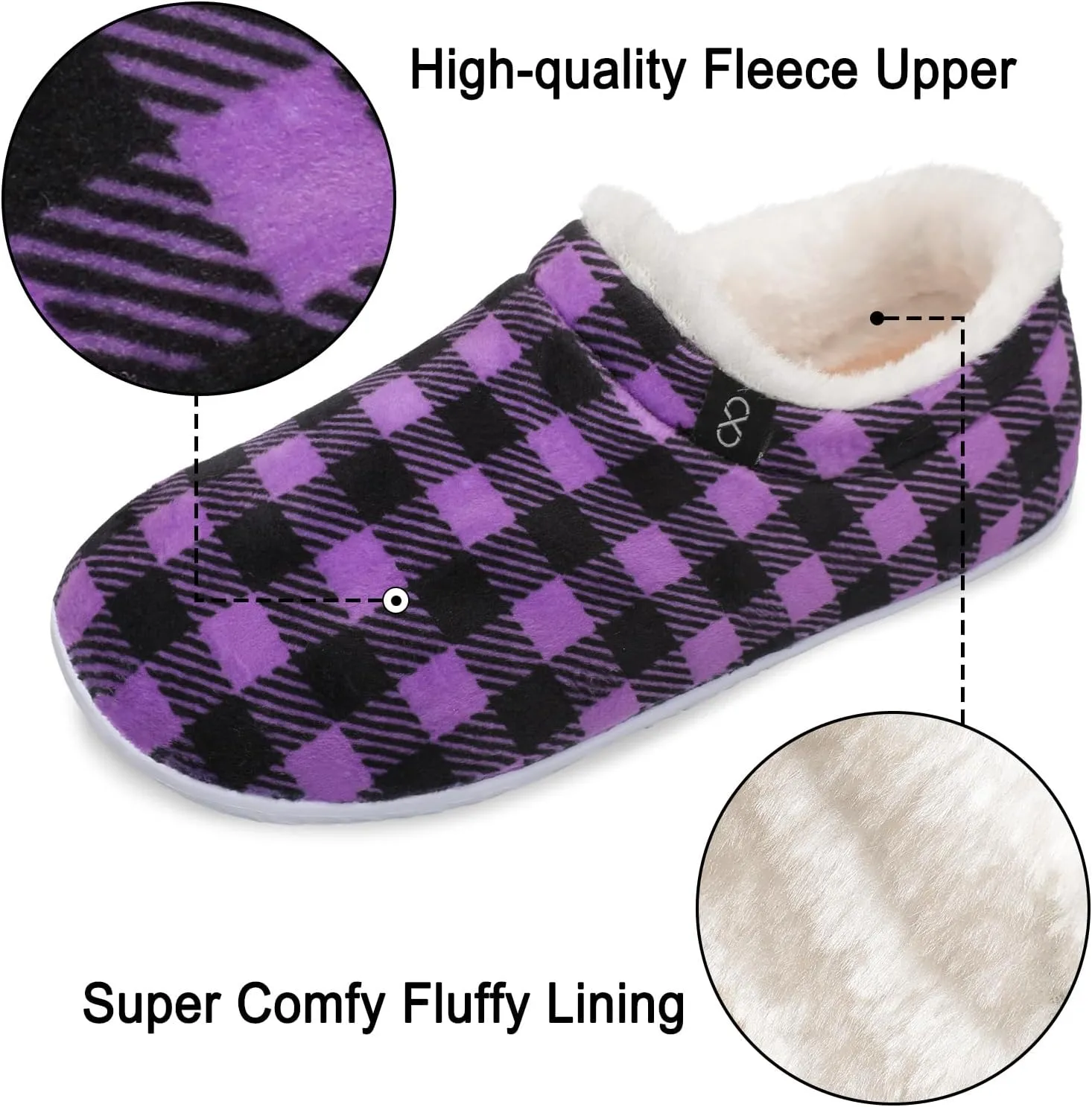 XIHALOOK Womens Mens Fuzzy Slippers Lightweight Closed Back House Shoes Slip on for Indoor Outdoor