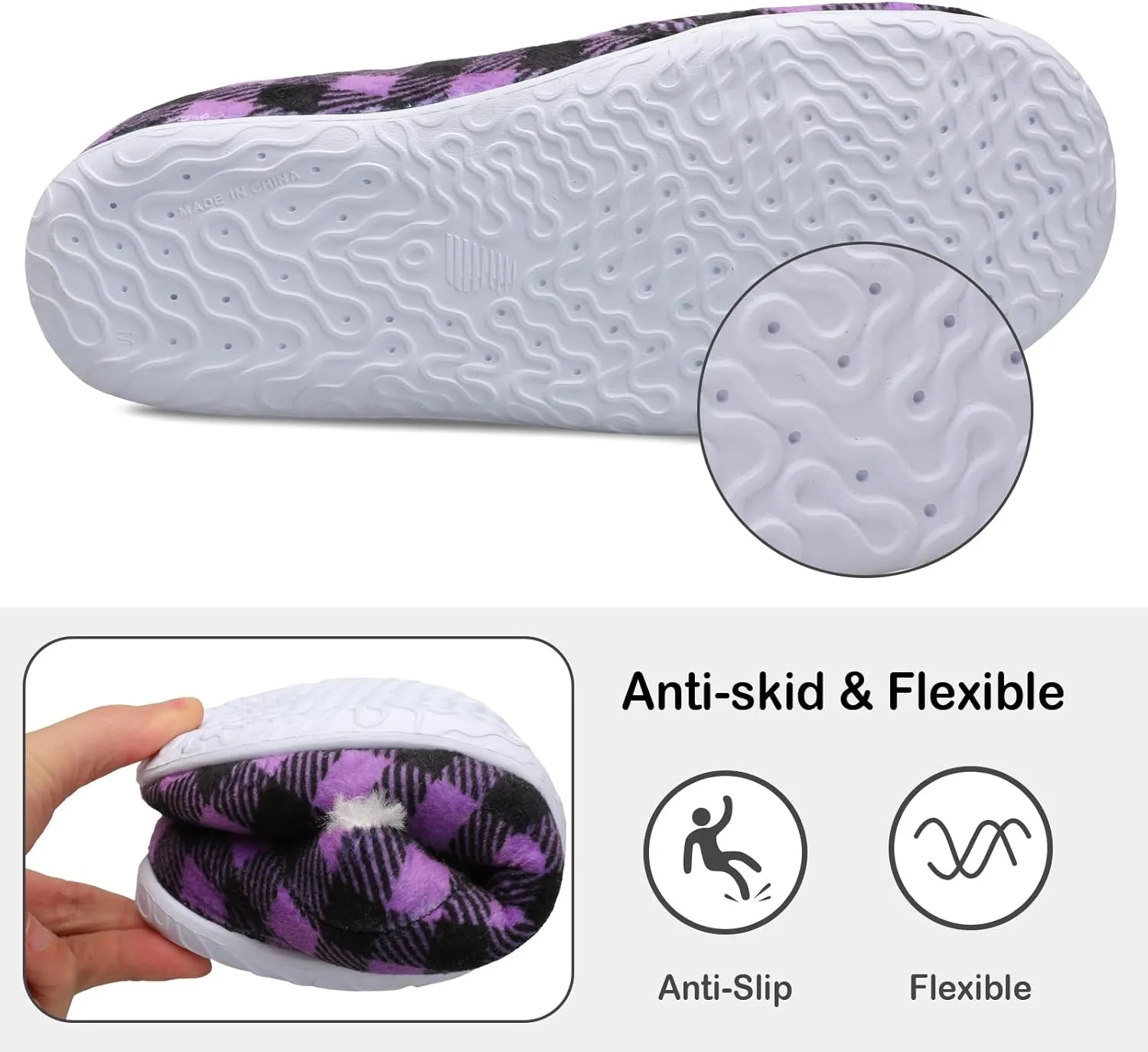 XIHALOOK Womens Mens Fuzzy Slippers Lightweight Closed Back House Shoes Slip on for Indoor Outdoor